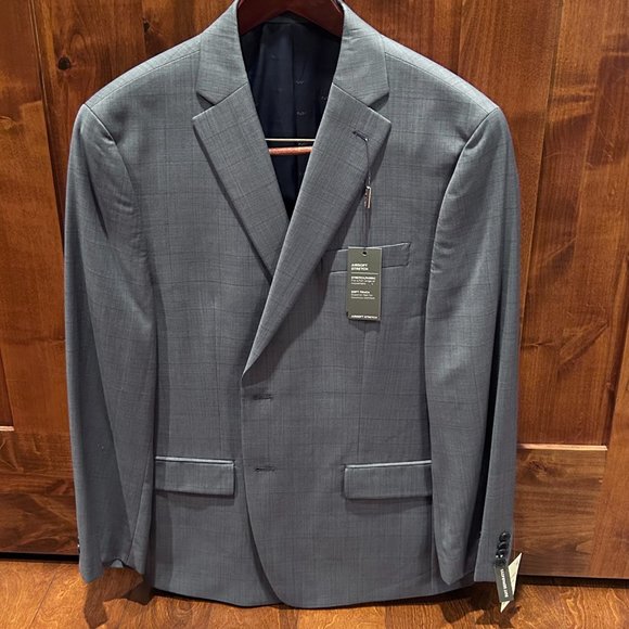 Michael Kors Mens 44R Kris Wool Blend Suit Jacket Blue Gray Windowpane NWT - Picture 1 of 16